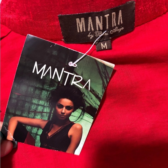 MantraBand Red and Gold Embroidered Long Jacket - Picture 3 of 4